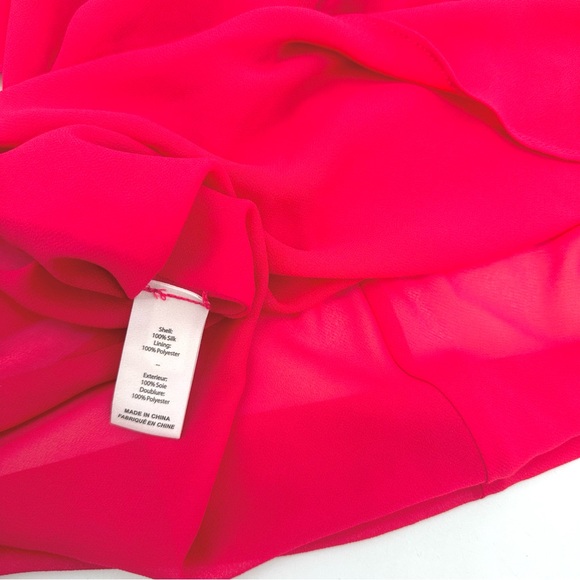 Cinq a Sept Dress 100% Silk EMILIA Draped Spaghetti Strap Satin Sz 2 Raspberry - Picture 9 of 13